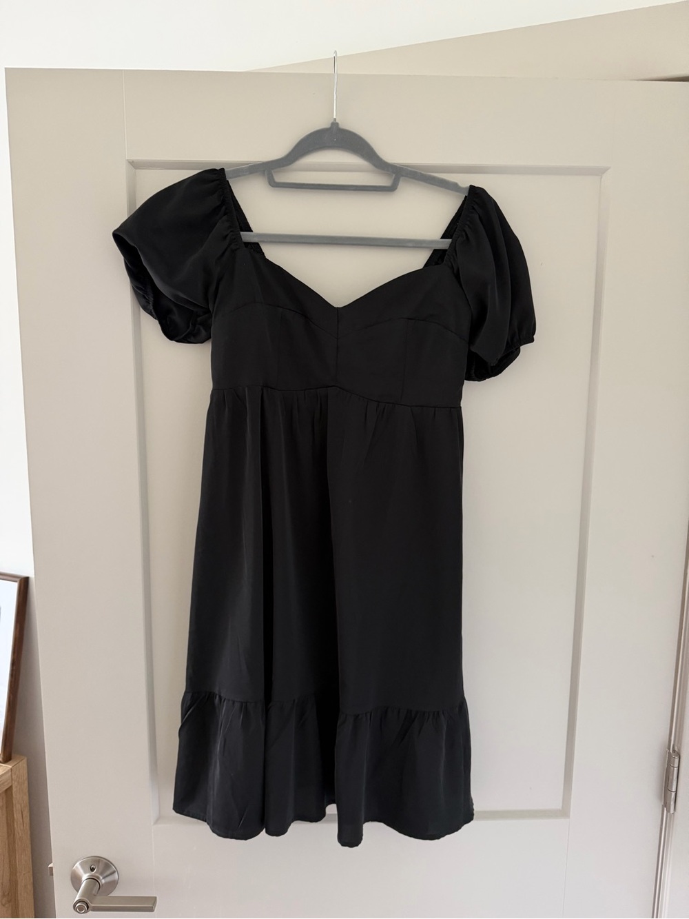 Black Puff Sleeve Mini Dress